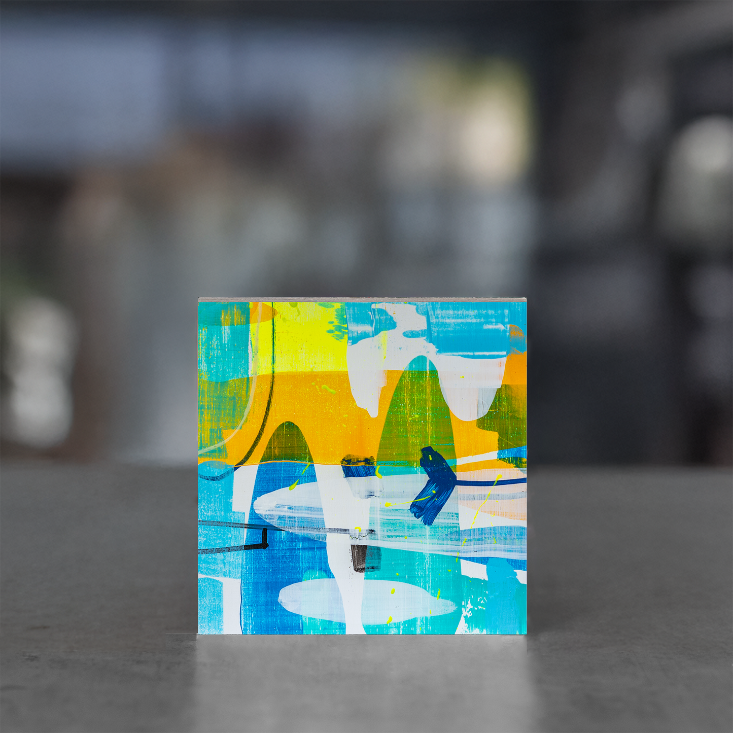 Gemälde abstrakt, 12 x 12 cm - BB0005