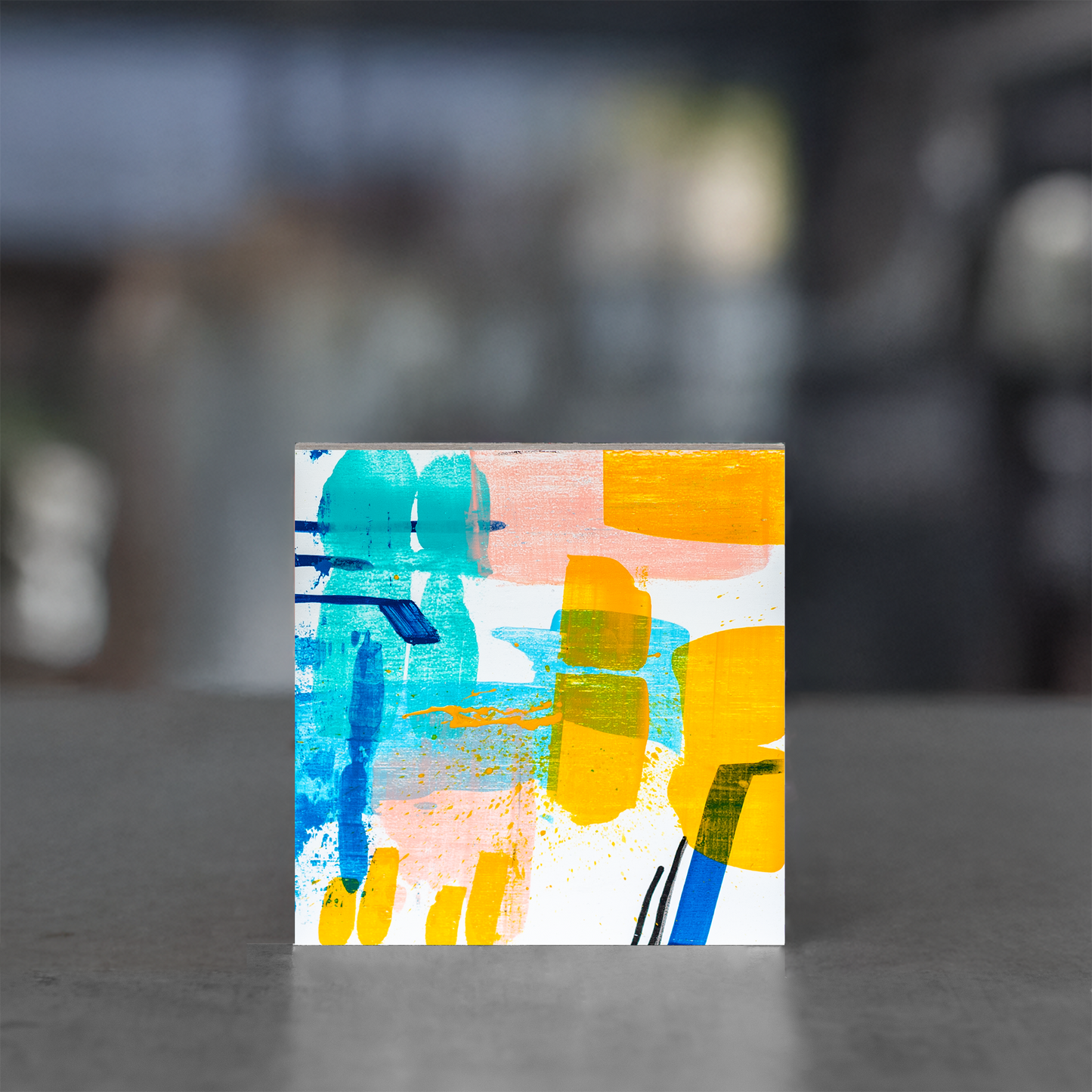 Gemälde abstrakt, 12 x 12 cm - TO0014